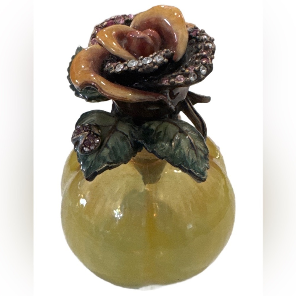JAY STRONGWATER PERFUME BOTTLE ROSE & LADYBUG STOPPER SWAROVSKI CRYSTALS VANITY
